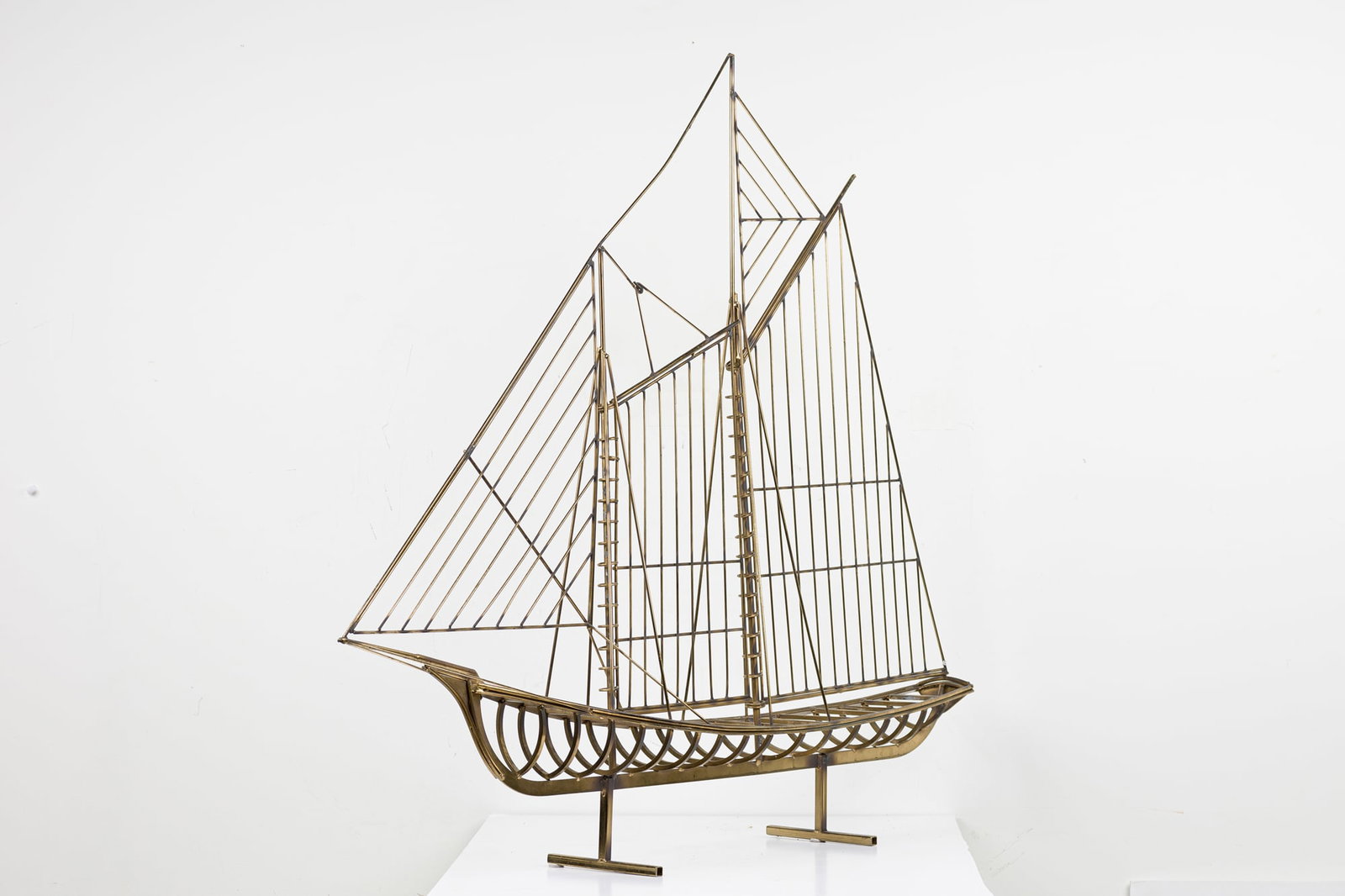 Curtis Jere, Large Brass Sailing Ship Sculpture (1 of 20)
