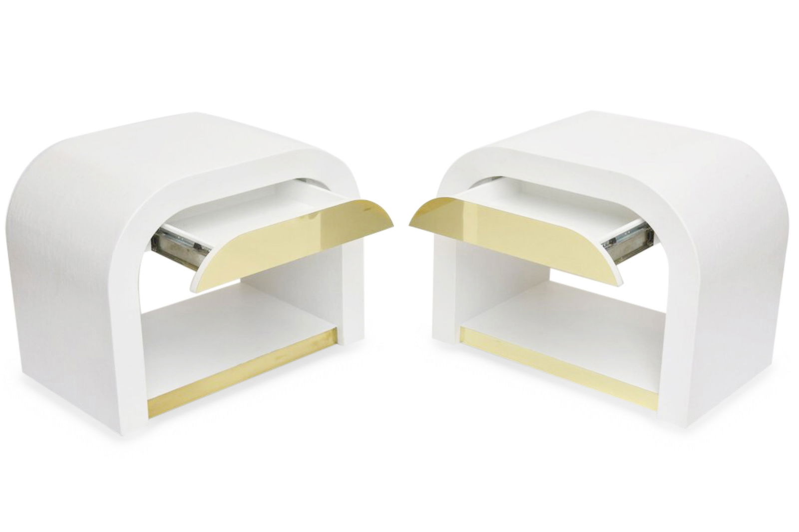 Ron Seff, White Painted and Brass Waterfall Bedside Tables (1 of 13)