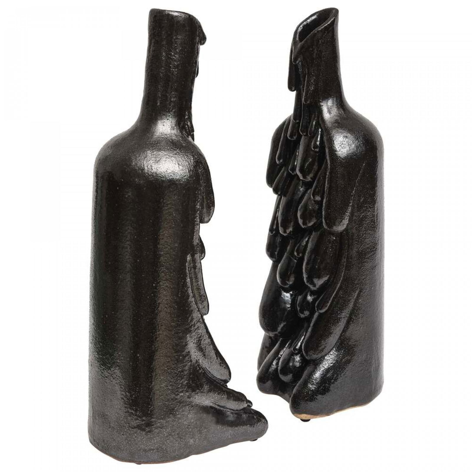 Pair of Daric Harvie American Modern Black Glazed Ceramic Vases/Sculptures (1 of 9)