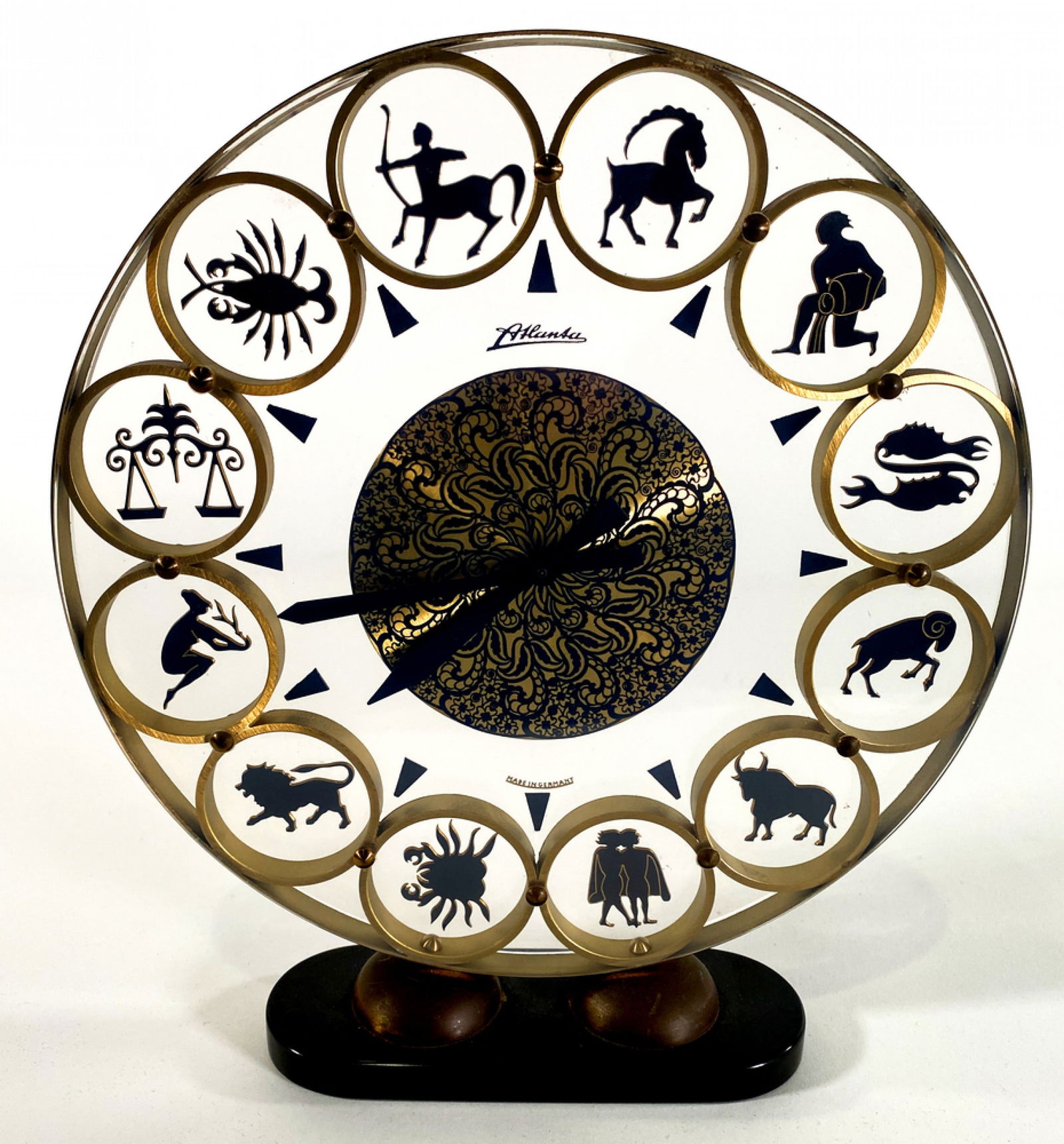 Modern German Brass and Lucite Zodiac Clock (1 of 9)