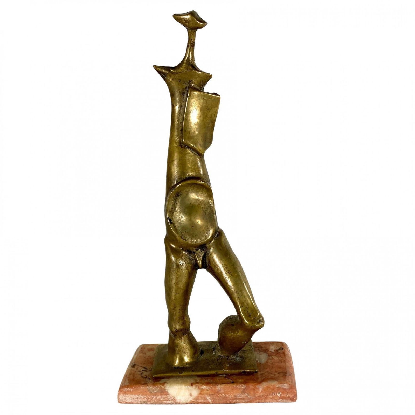 Roberto Gabriel Crivelle, Bronze Abstract Sculpture, 1980: Roberto Gabriel Crivelle (Spanish, b. 1936), Untitled (Figure), cast bronze with natural patina, cast signed, on pink marble base, 14"h x 7"w x 4"dShipping Note: LOCAL PICKUP IS NOT AN OPTION. All ite