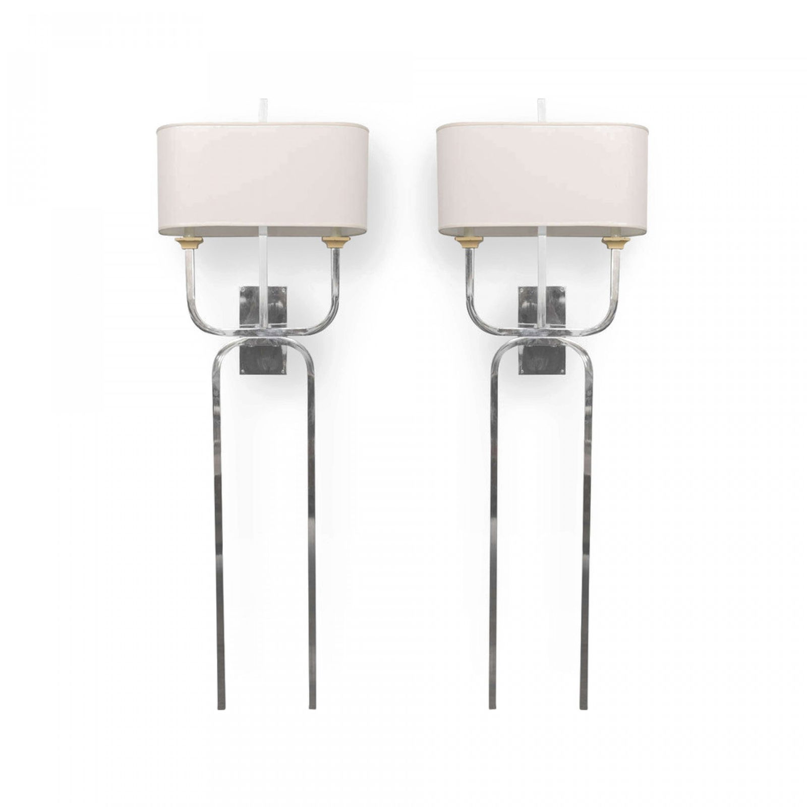 Parzinger Style, Monumental Pair of Chrome Wall Light/Sconces (1 of 5)