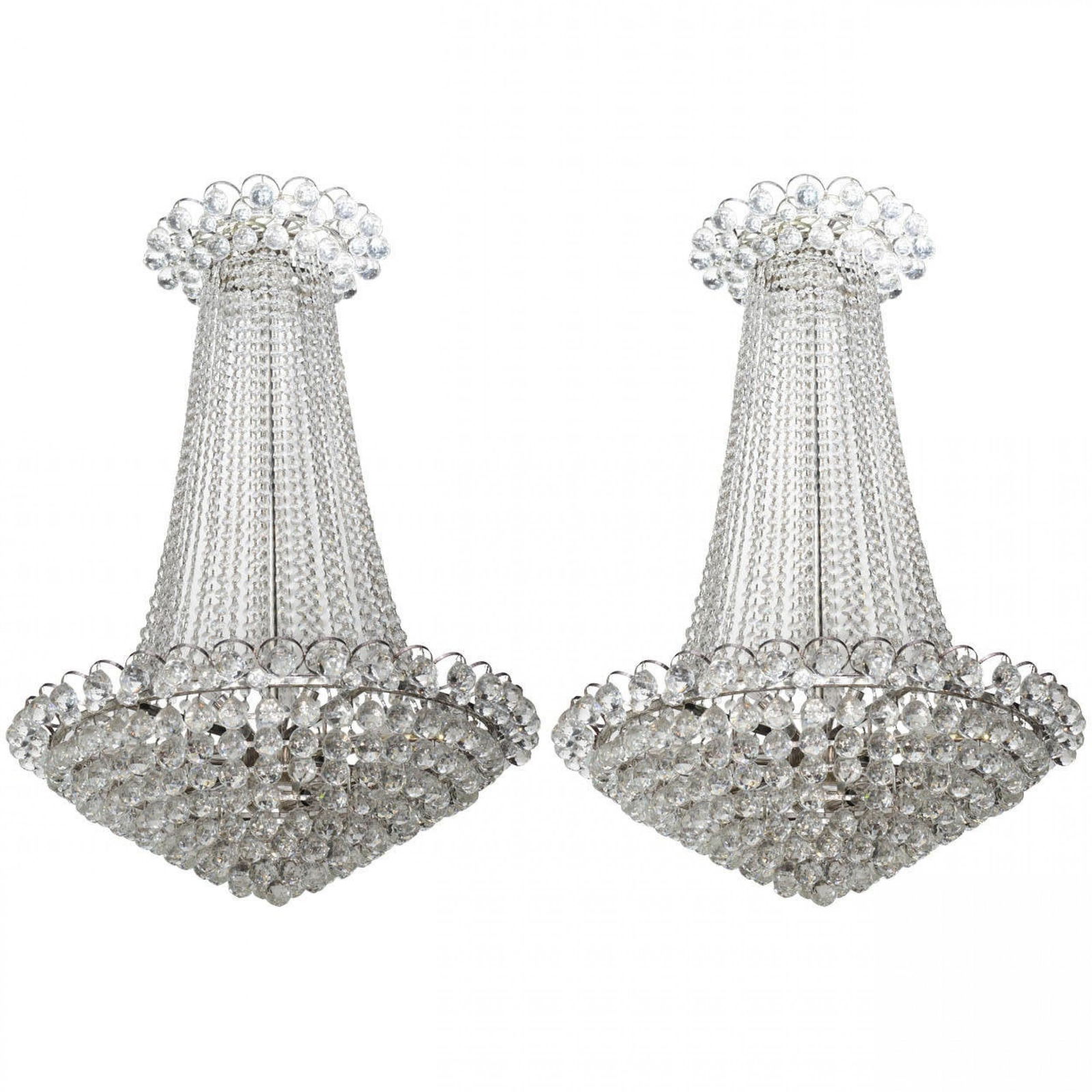 Pair Crystal and Chrome Chandeliers (1 of 5)