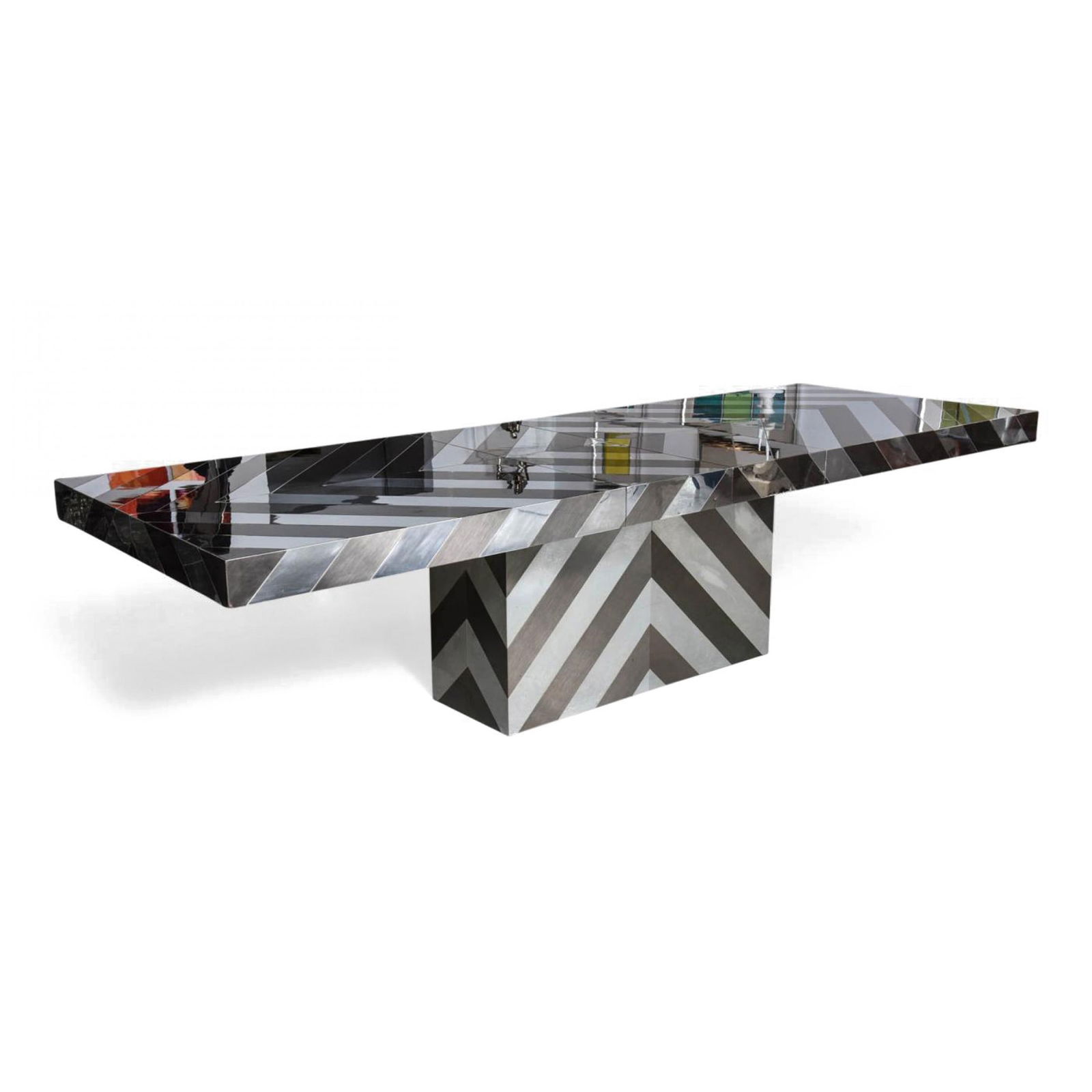 Milo Baughman (attrib), Modern Mixed Metal Extension Dining Table (1 of 9)