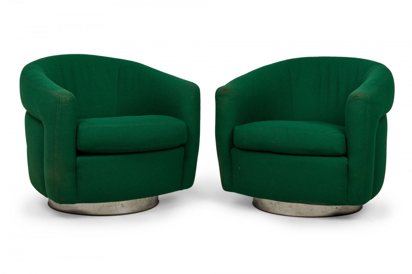 Thayer Coggin for Milo Baughman, Pair of Emerald Green Swivel / Tilt Tub Armchairs (1 of 20)