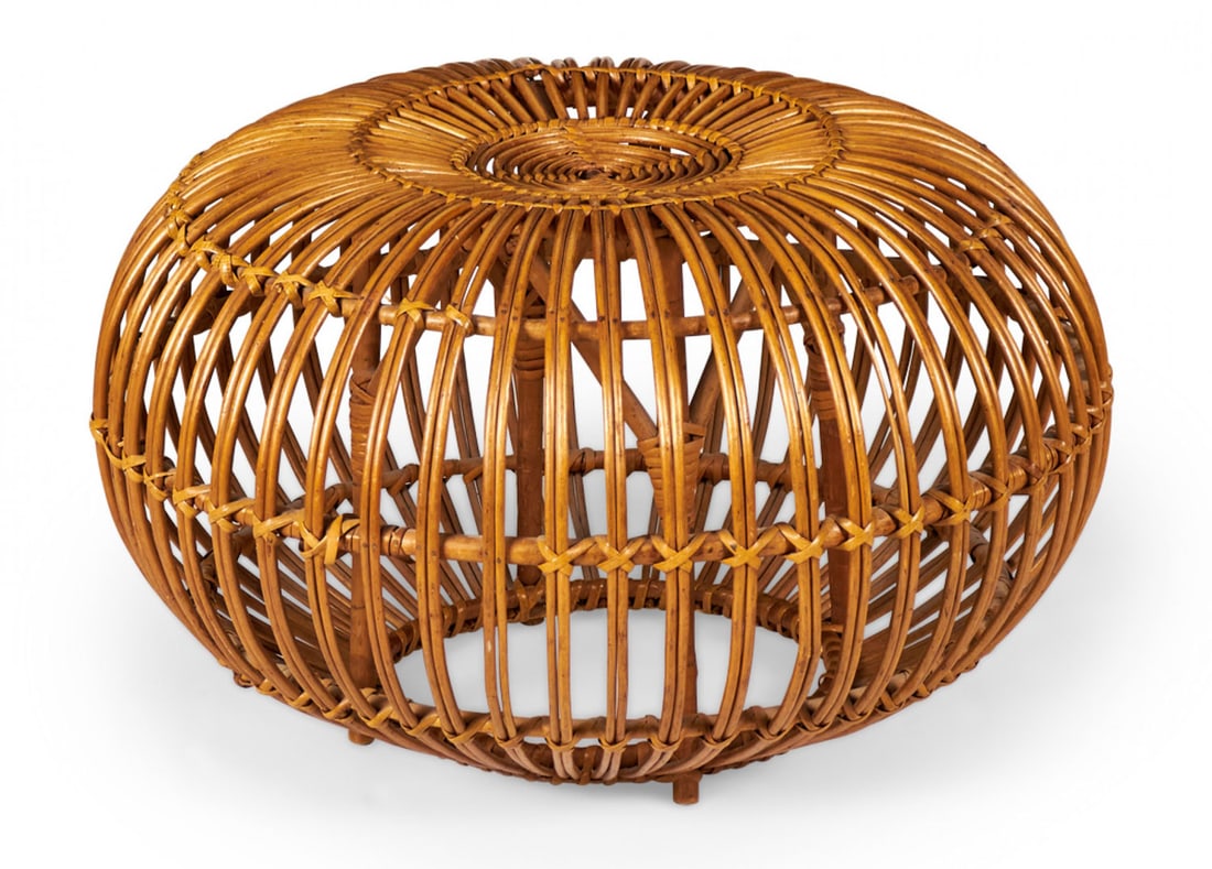 Franco Albini, Italian Mid-Century Rattan Pouffe / Ottoman (1 of 12)