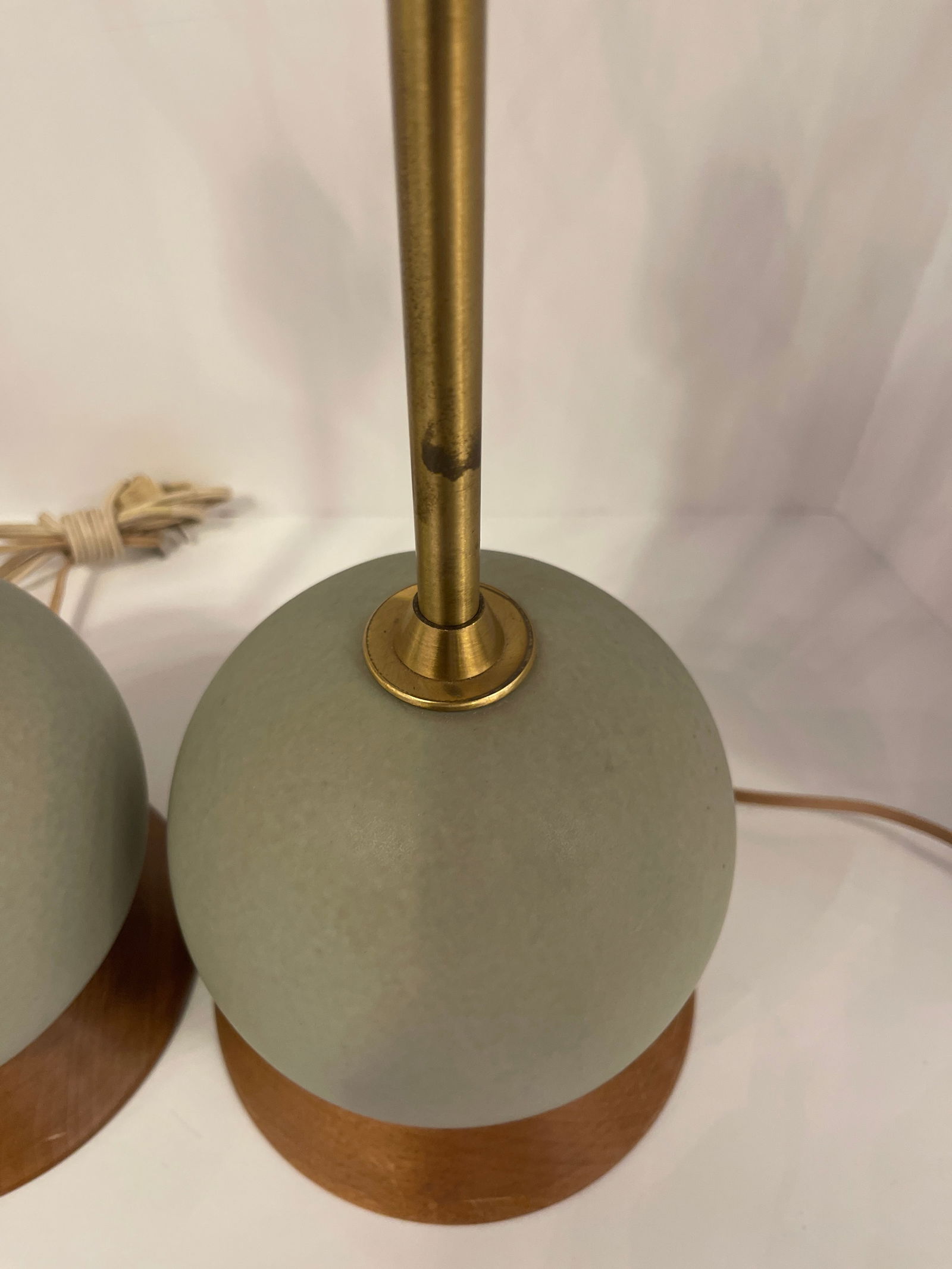 Pair Glazed Globe Form Ceramic Table Lamps - 12