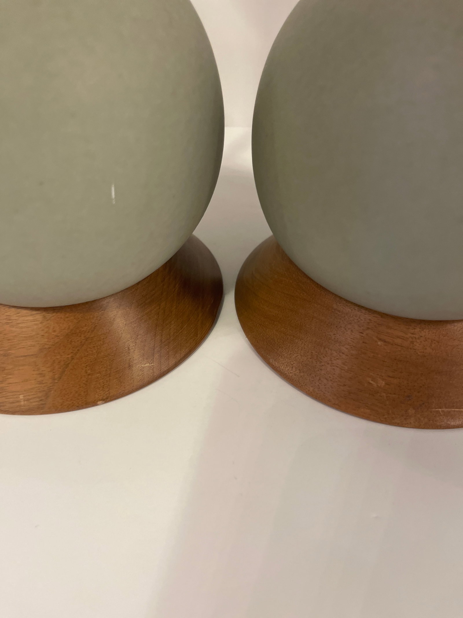 Pair Glazed Globe Form Ceramic Table Lamps - 13