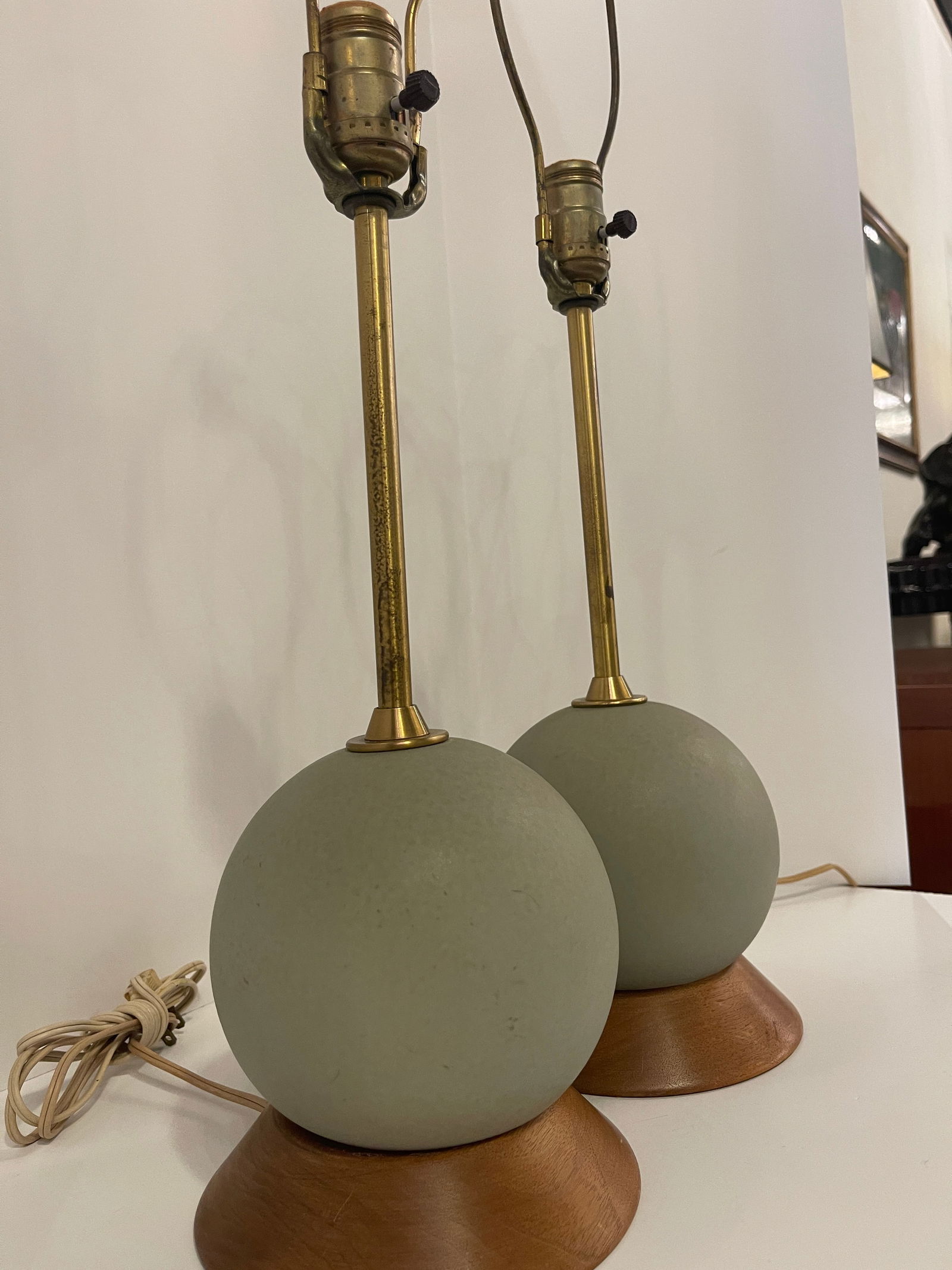 Pair Glazed Globe Form Ceramic Table Lamps - 9
