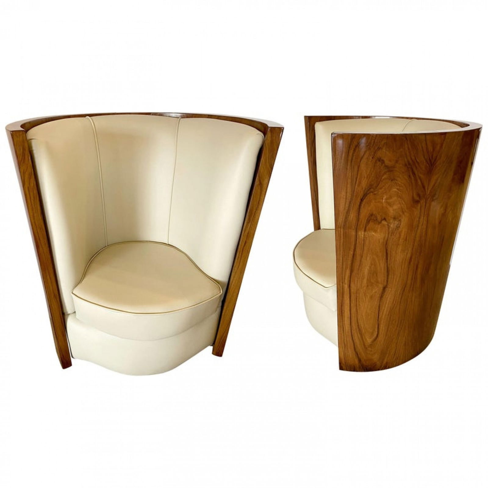 Fine Pair Italian Late Art Deco Palisander Demilune Club Chairs (1 of 17)