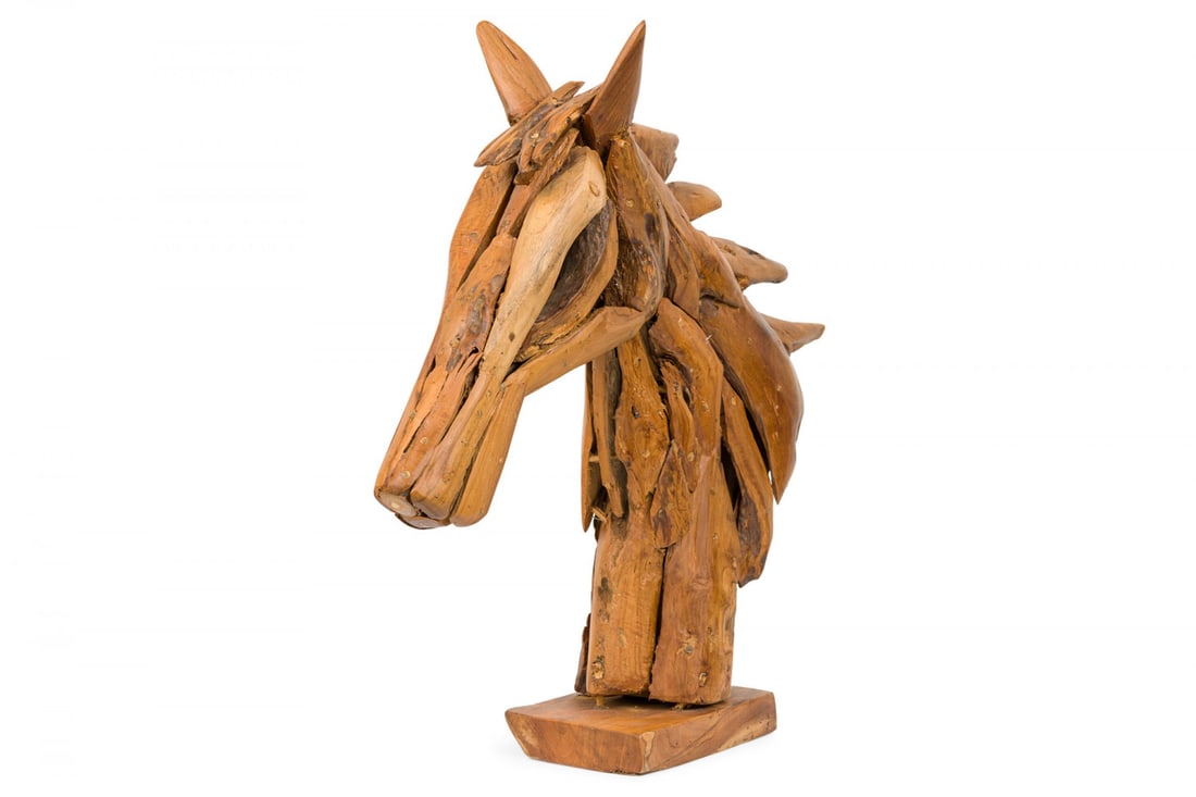 Rustic teak driftwood horse head sculpture (1 of 12)