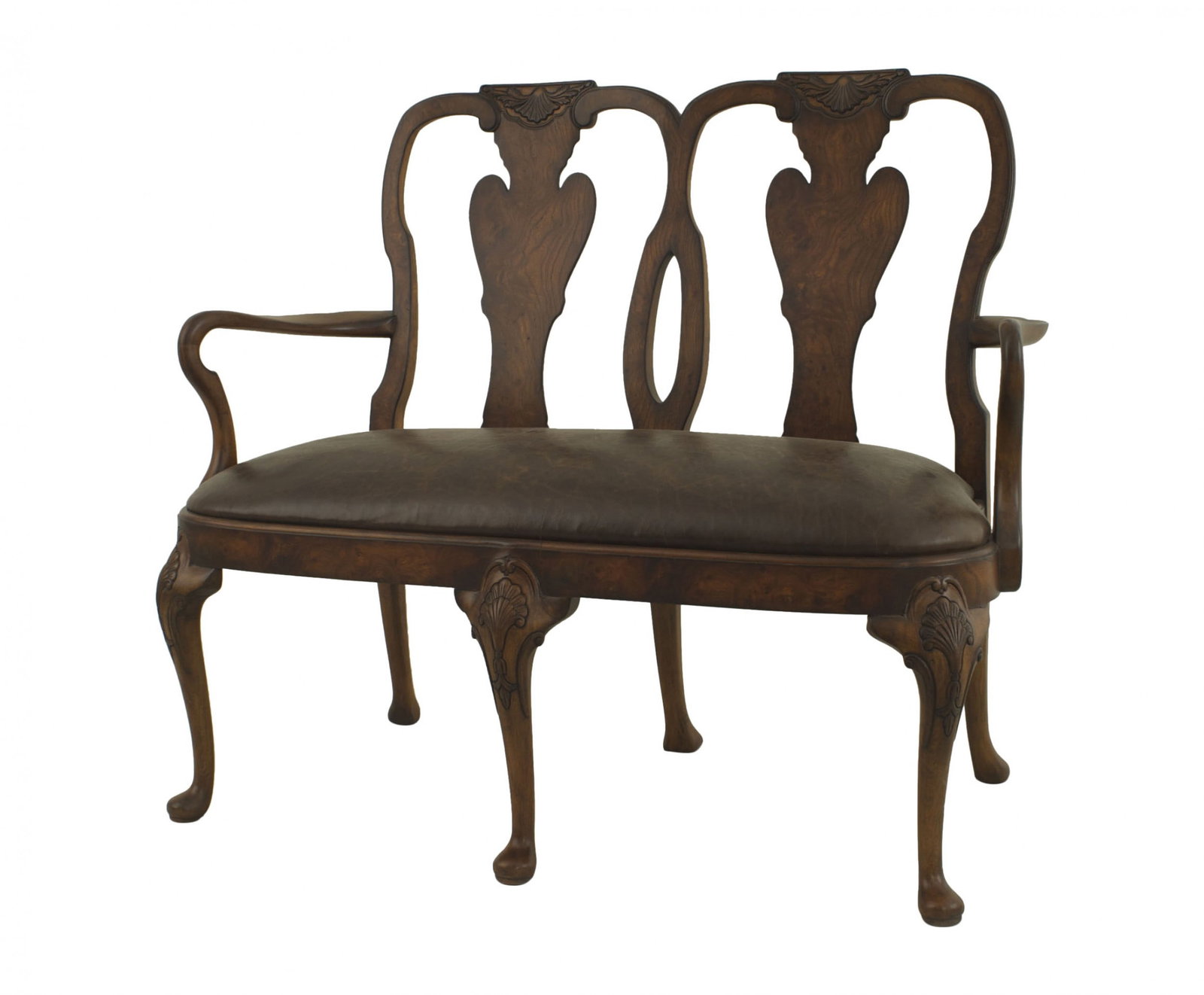 English Queen Anne style mahogany settee (1 of 5)
