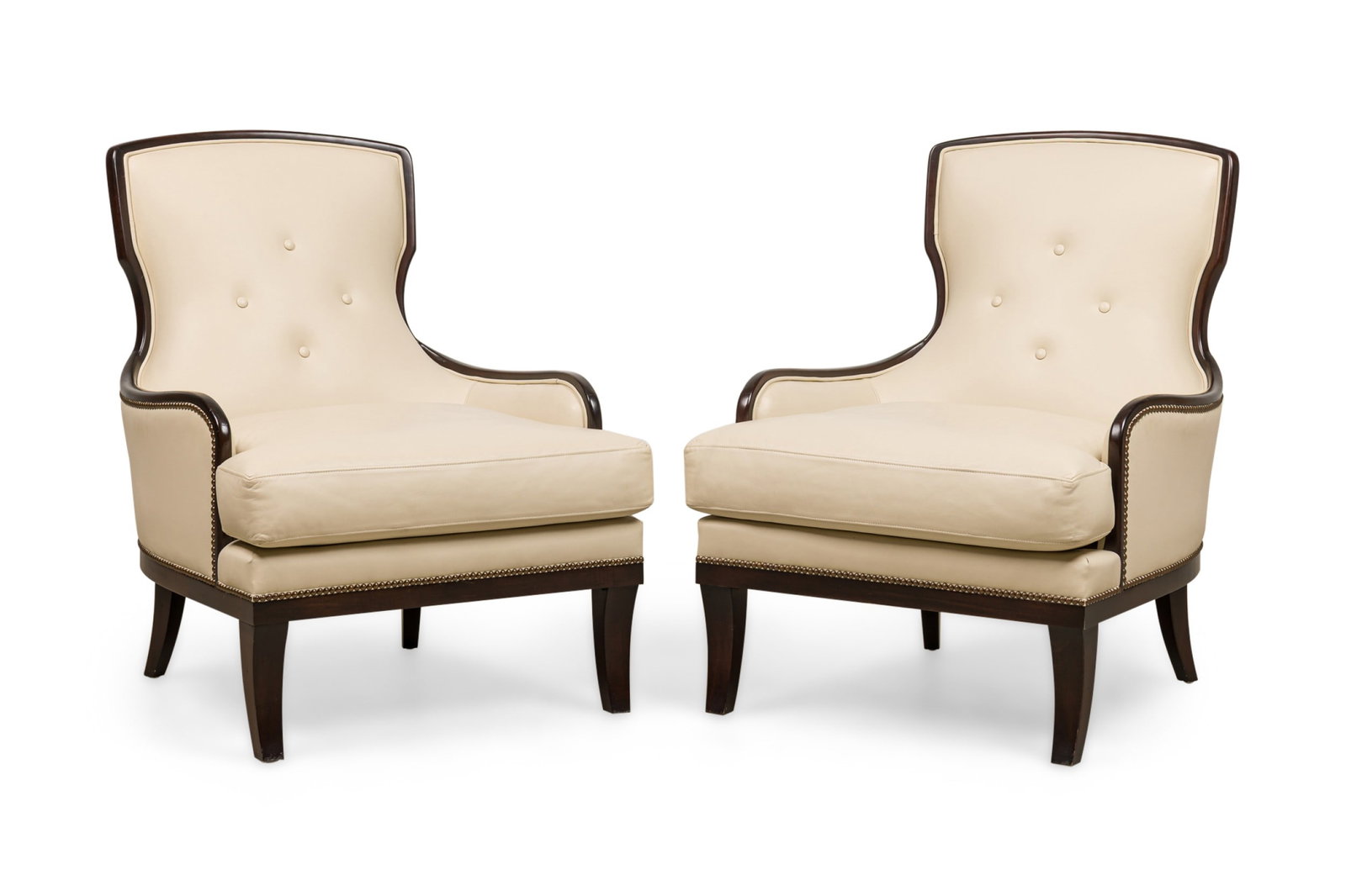 English Tudor style white leather fireside chairs (1 of 14)