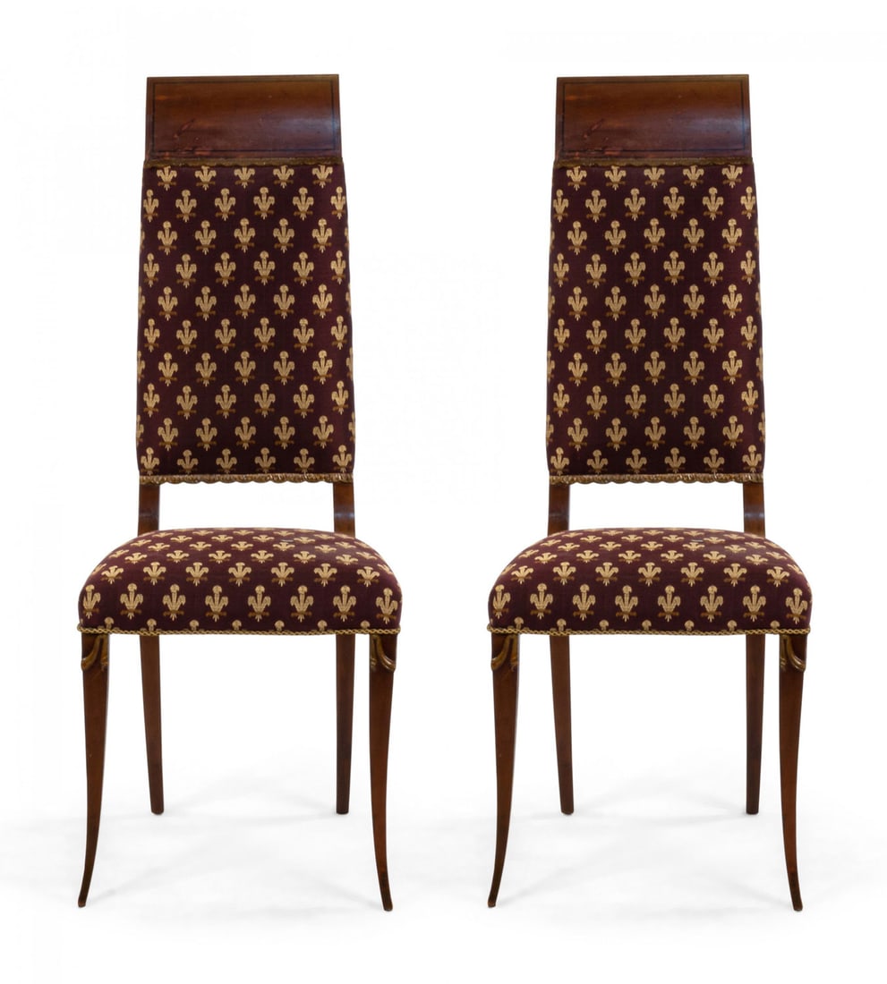 Pair English Edwardian mahogany high back side chairs (1 of 10)