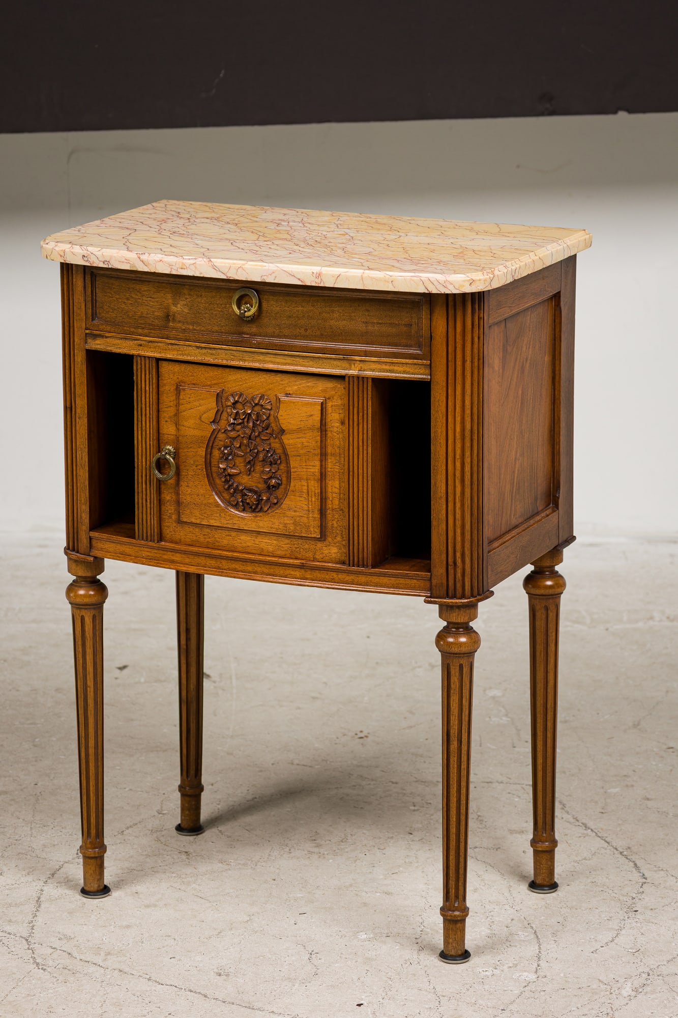 French Louis XVI style marble top bedside commode / end table (1 of 14)