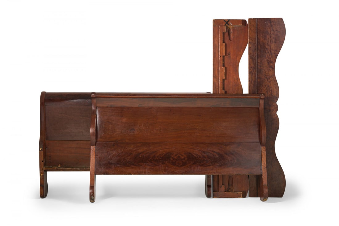 American Empire mahogany queen sleigh bed (1 of 20)