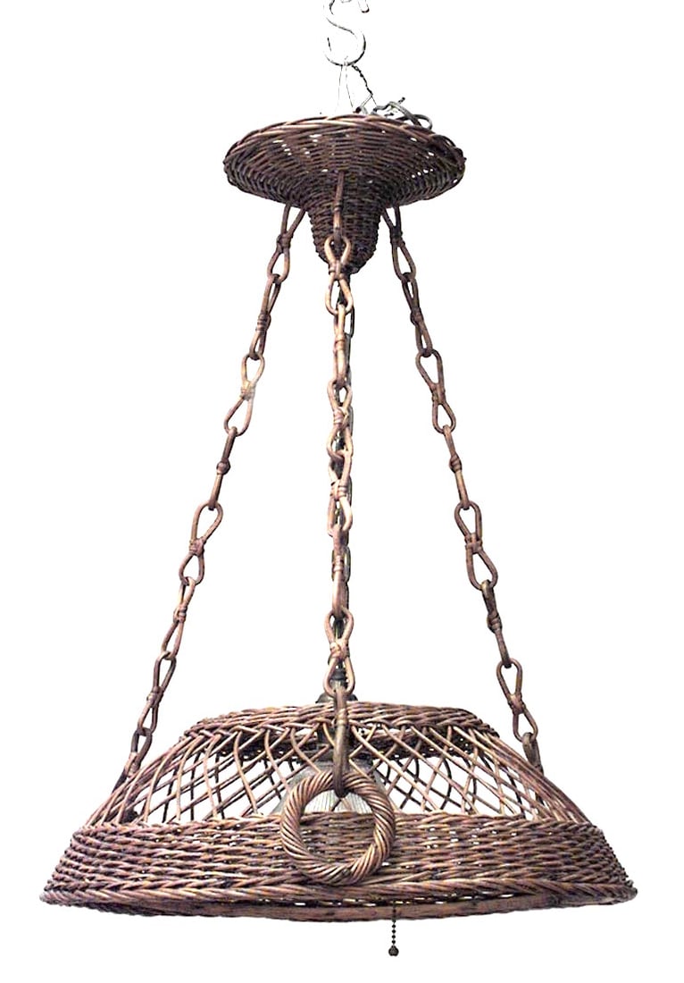 Early 20th c. wicker pendant light (1 of 4)