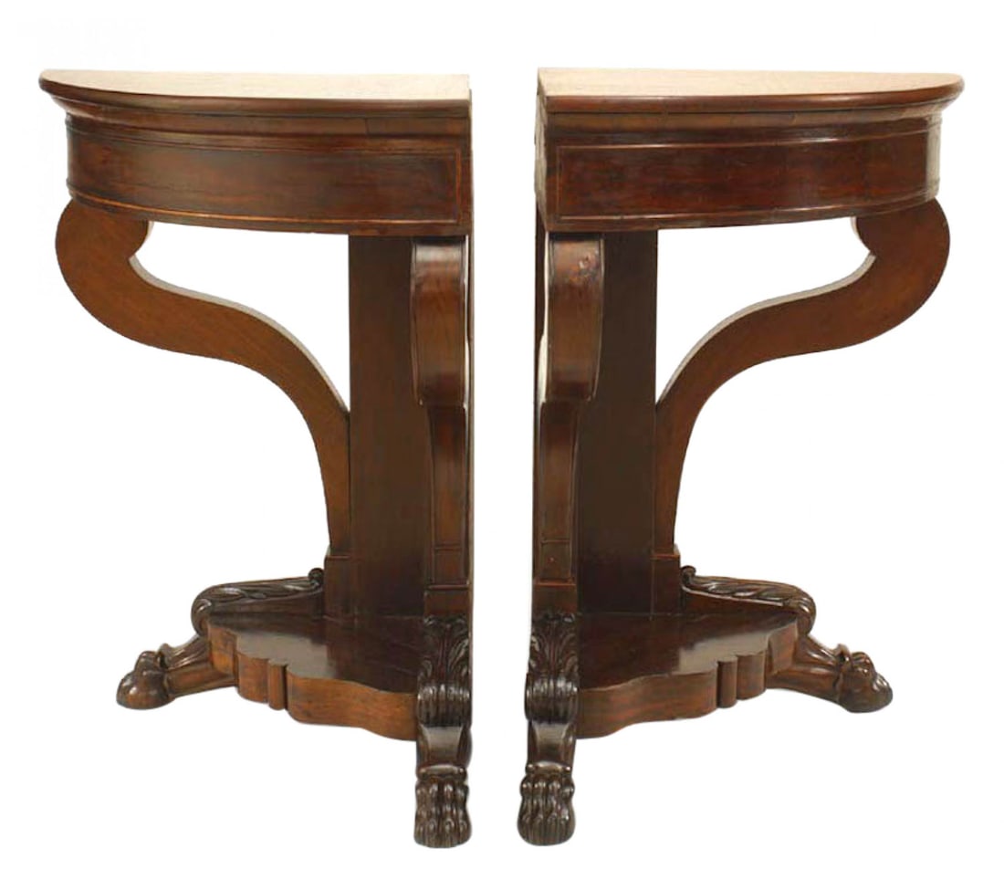 Pair American Empire mahogany corner console tables (1 of 5)