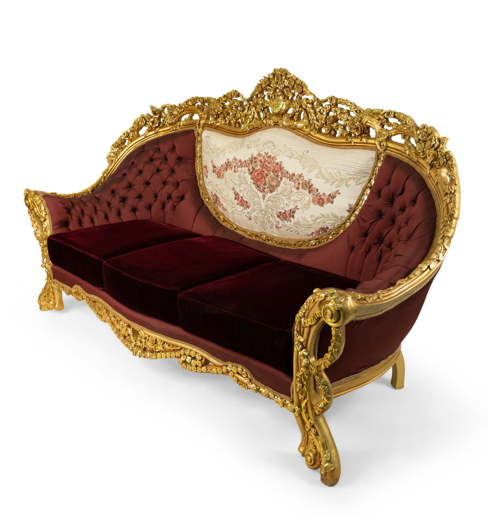 Italian Baroque style giltwood canape (1 of 6)