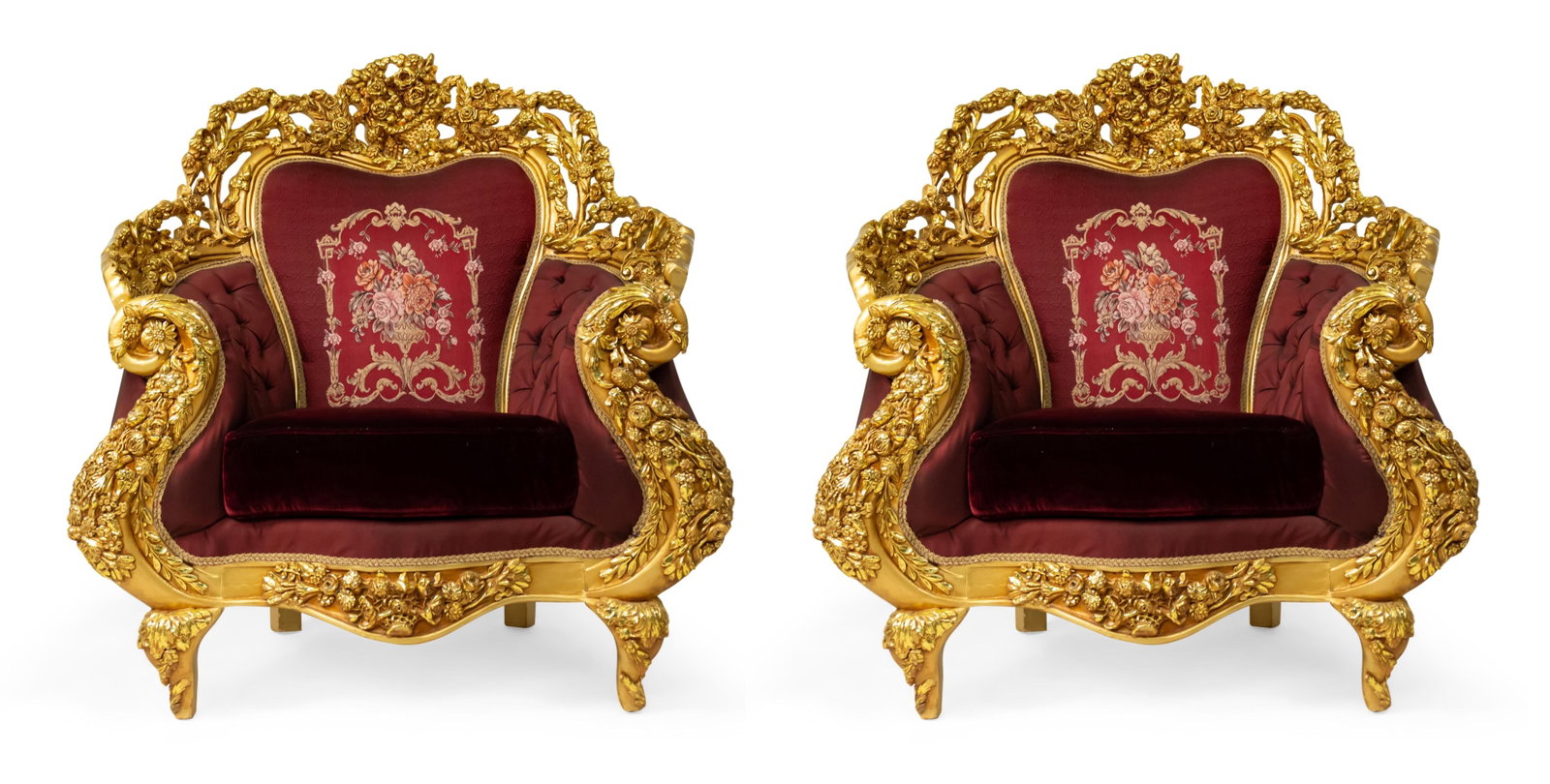 Pair of Italian Baroque giltwood armchairs (1 of 12)