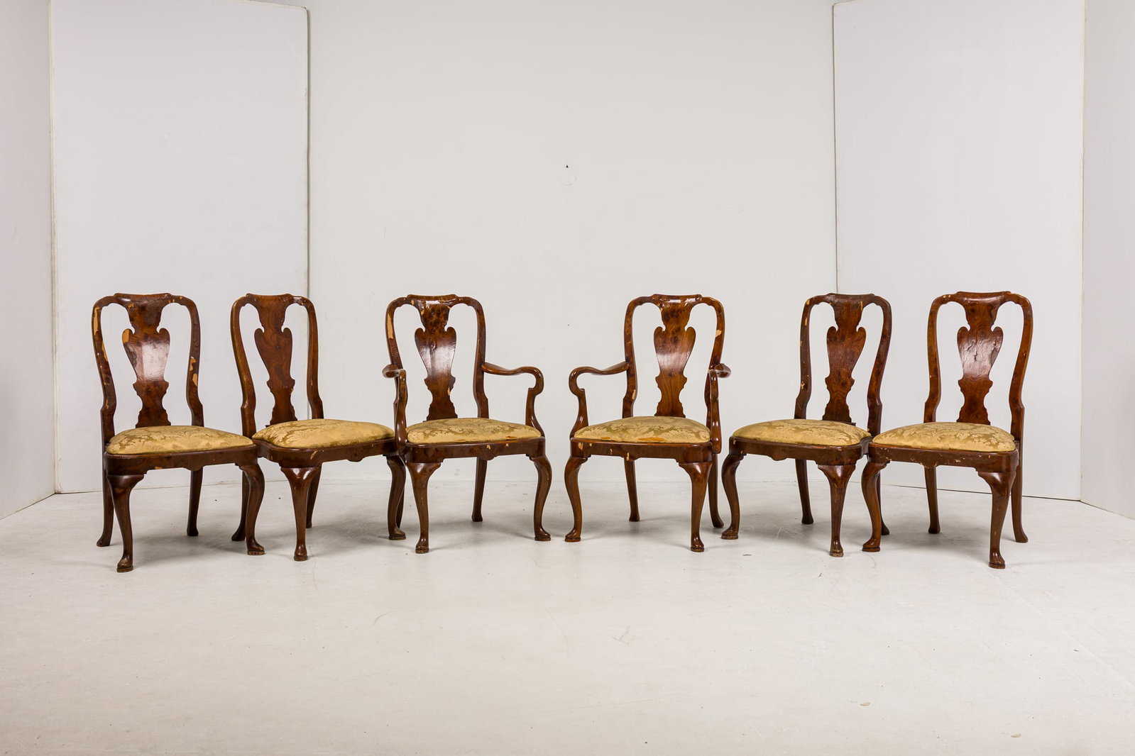(6) George III style burl mahogany dining chairs (1 of 12)