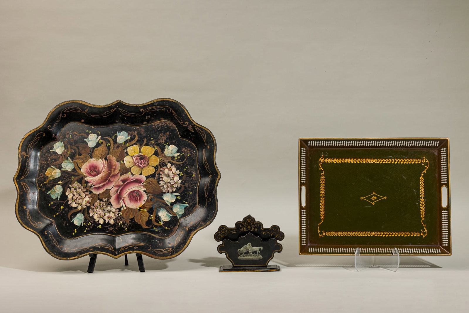 (3) Victorian style toleware items (1 of 18)
