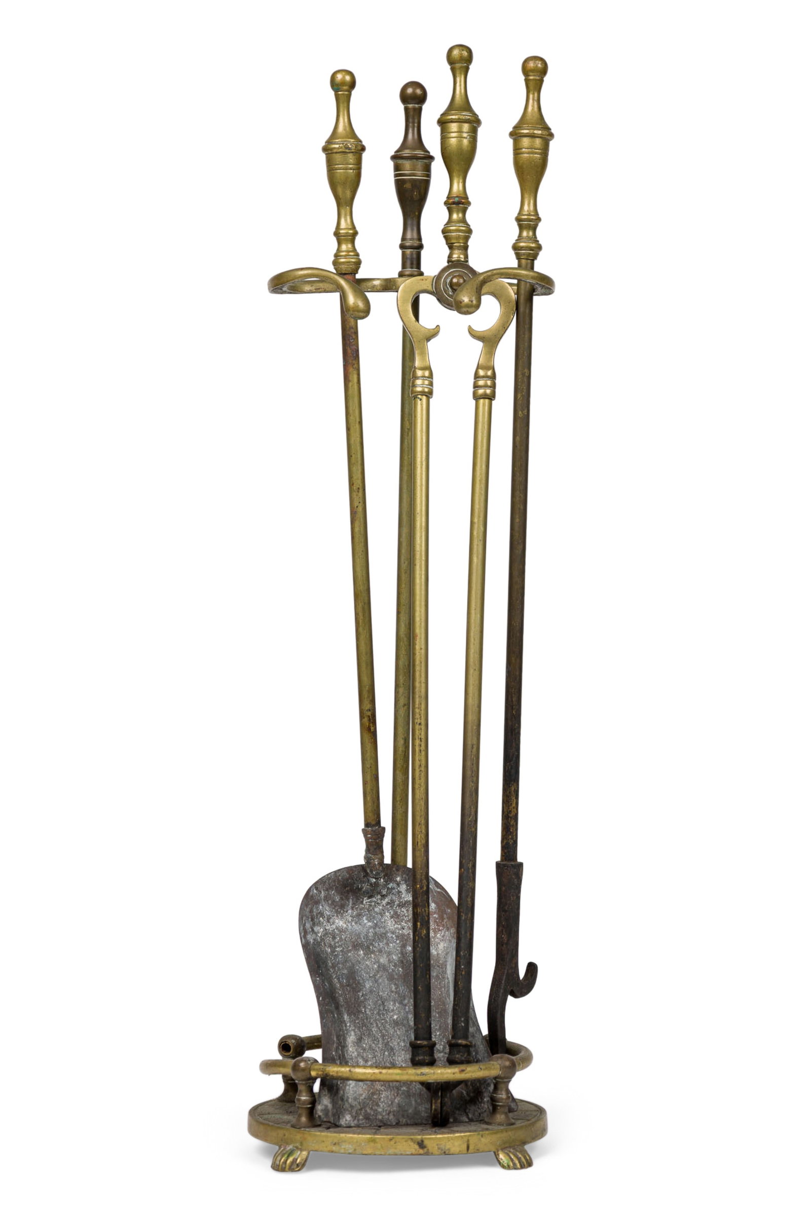 English Victorian Brass Fire Tools and Stand (1 of 13)