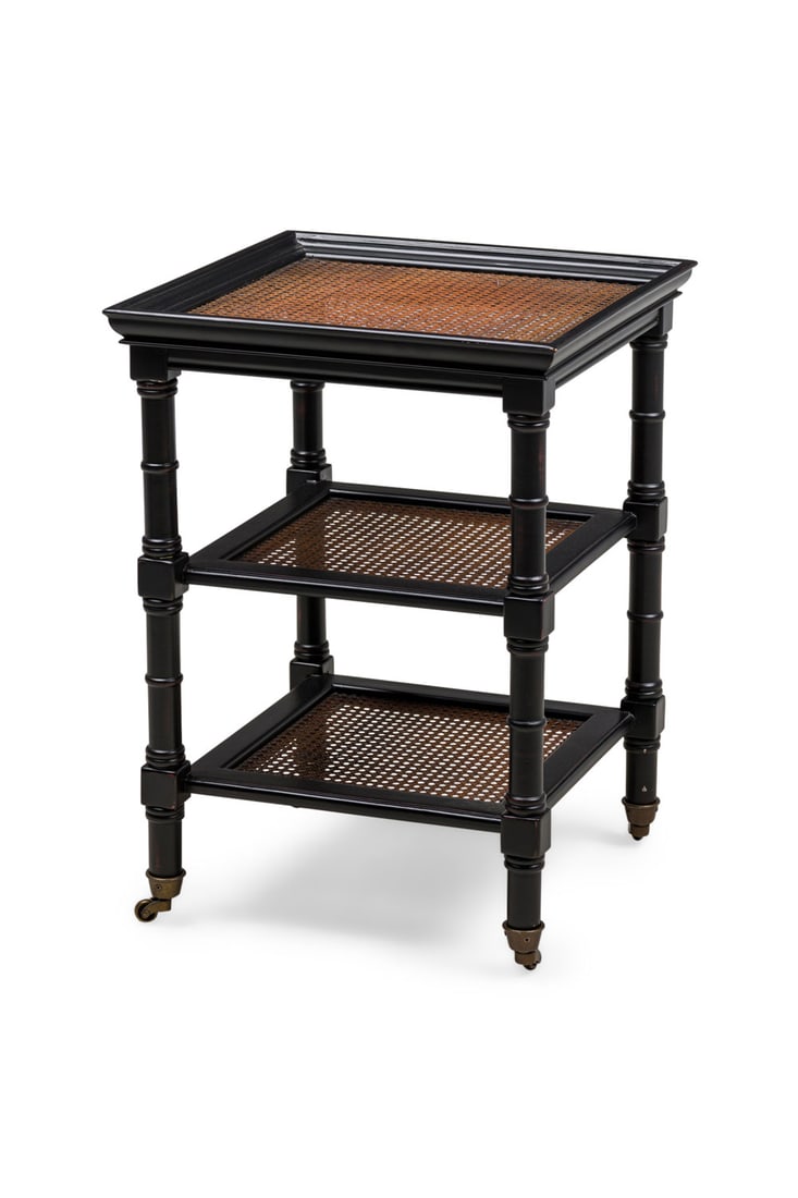 American Modern ebonized three tier table (1 of 10)