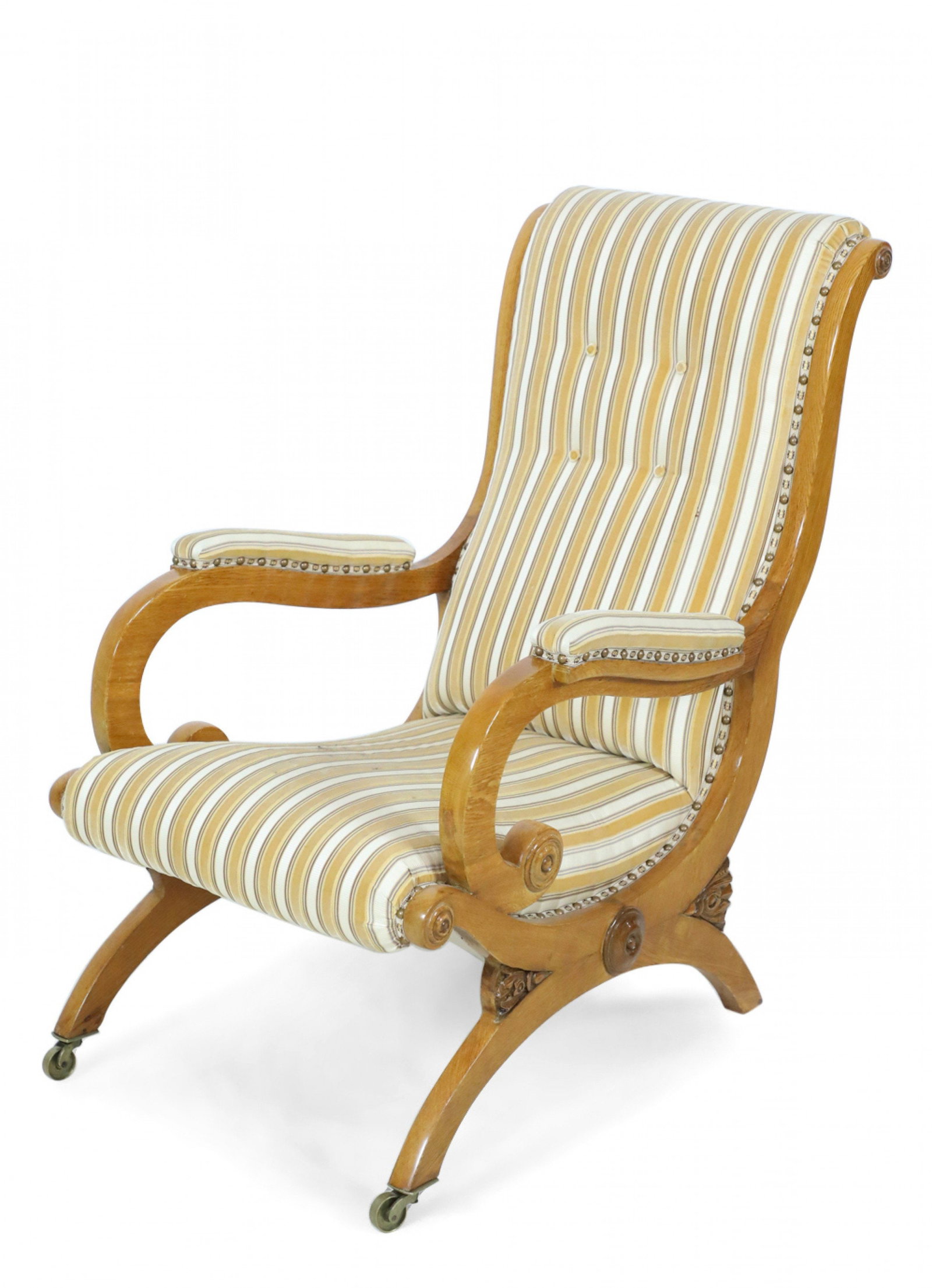English Victorian blond Oak library armchair (1 of 16)