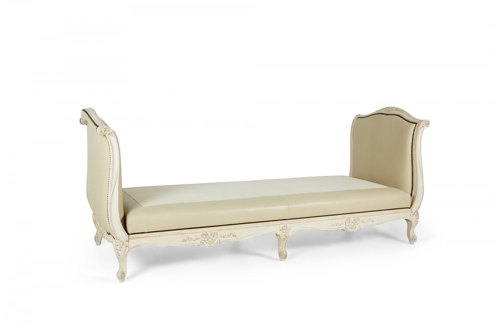 French Louis XV-style leather upholstered lit de repos (1 of 20)