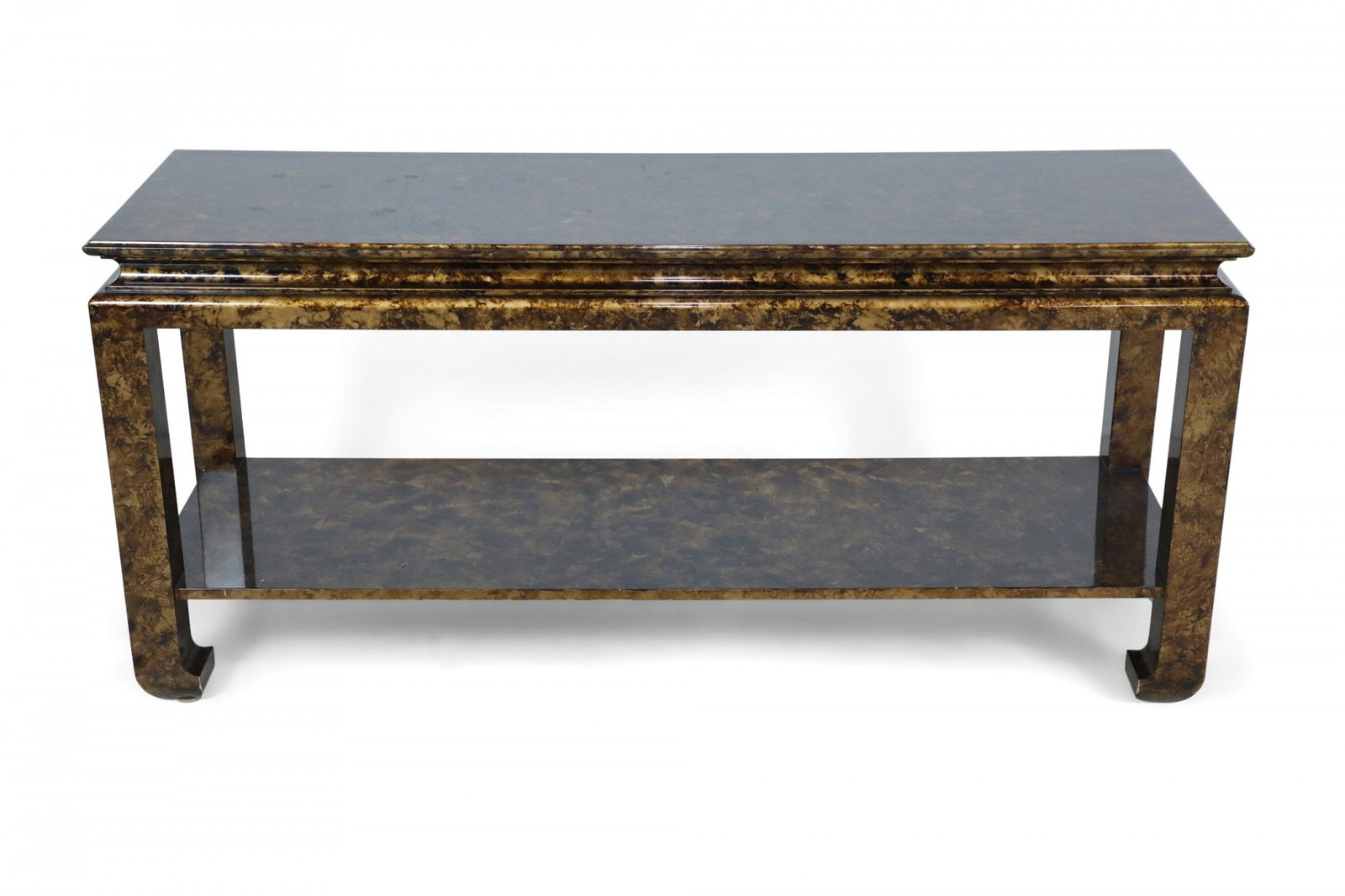 Chinoiserie faux tortoise Shell two tier console table (1 of 18)