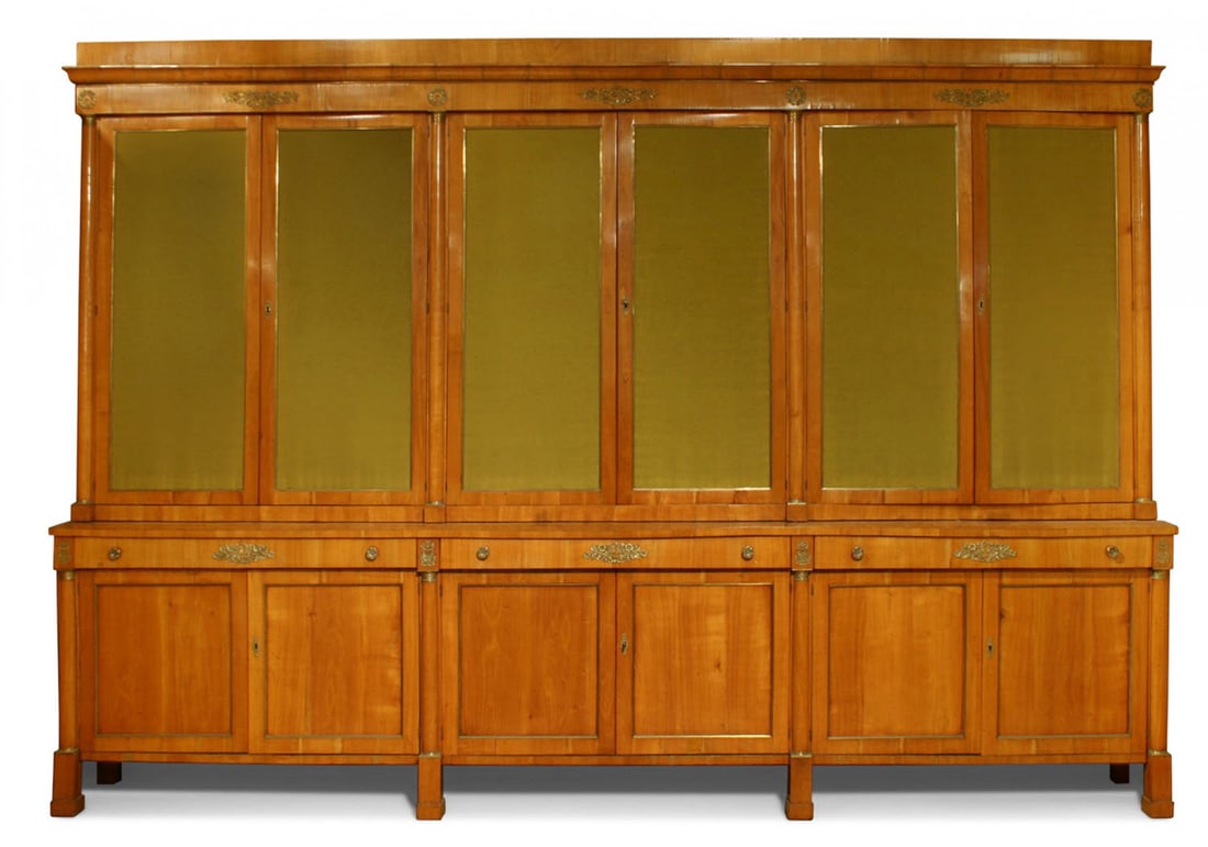 Austrian Biedermeier Cherrywood 3-section breakfront cabinet (1 of 4)