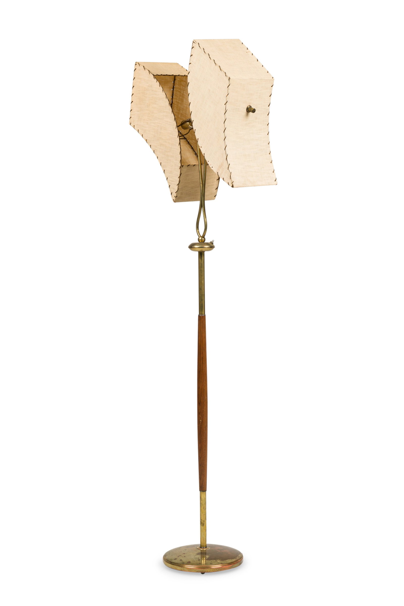 American Mid-Century Walnut and Brass Floor Lamp (1 of 10)