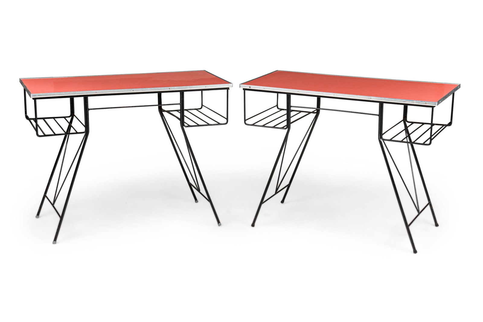 Pair American Modern iron and pink console desks (1 of 11)