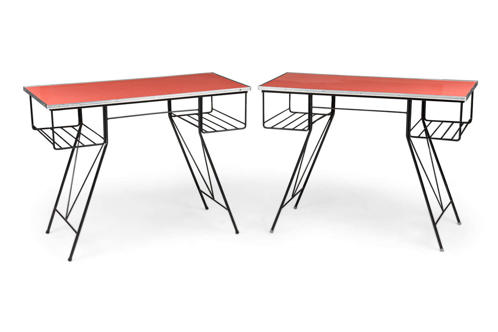 Pair American Modern iron and pink console desks (1 of 11)