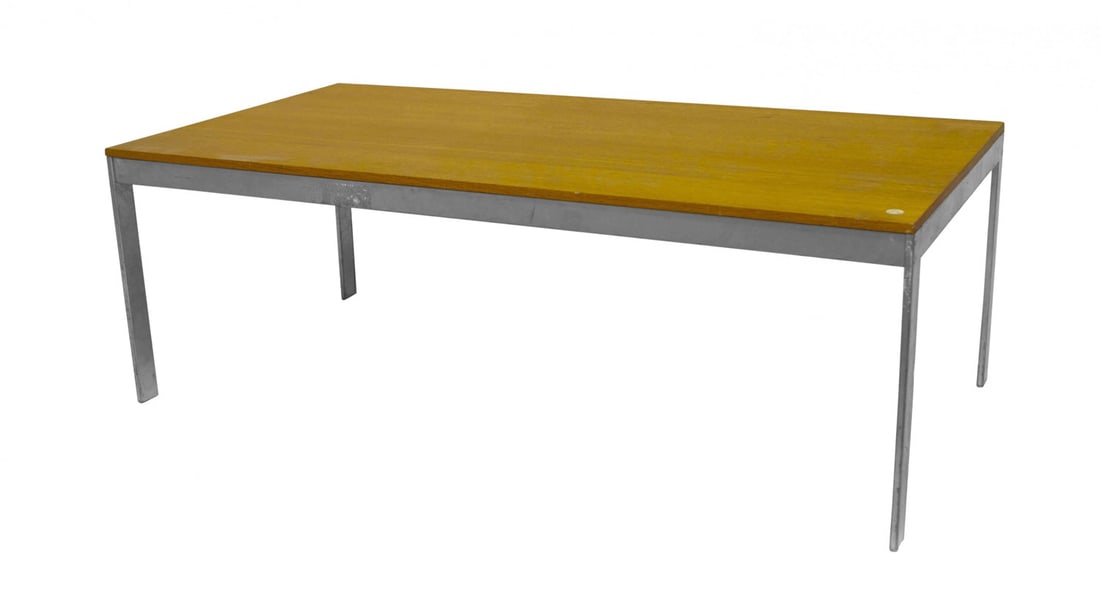American Mid-Century Chrome and Wood Coffee Table (1 of 5)