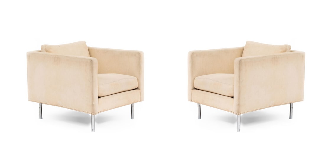 Milo Baughman, pair early production "Get Down" club chairs (1 of 5)