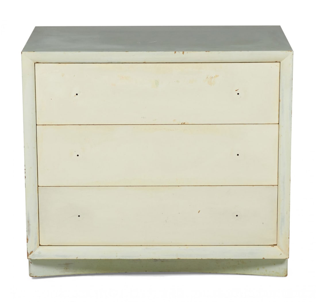 T.H. Robsjohn-Gibbings, Gray Painted Wooden Three-Drawer Chest (1 of 14)