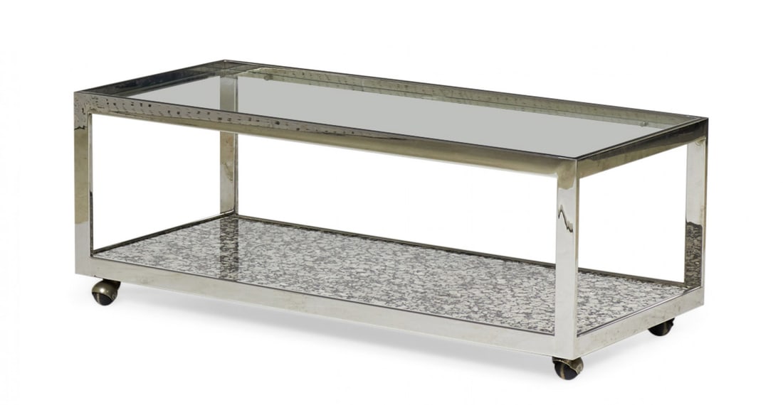Milo Baughman, two-tier chrome and granite coffee table (1 of 10)
