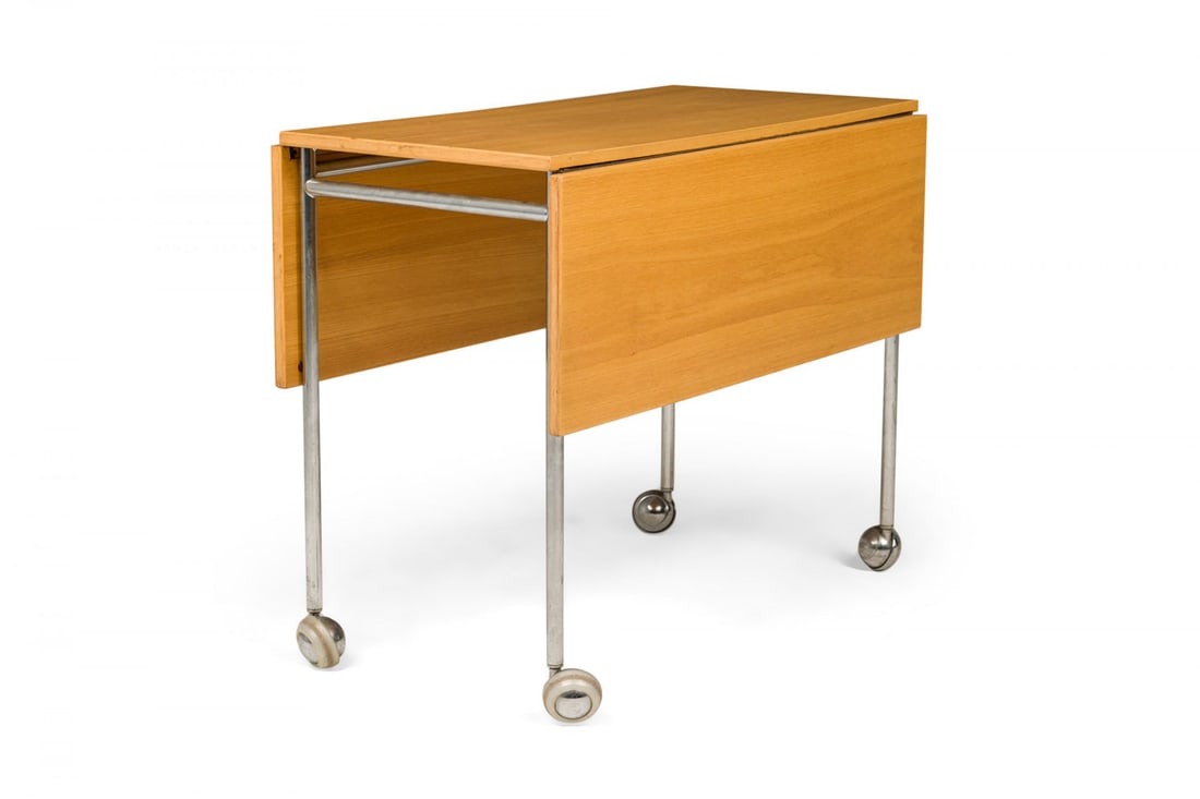 Bruno Mathsson, Scandinavian Modern, drop leaf rolling work table (1 of 12)