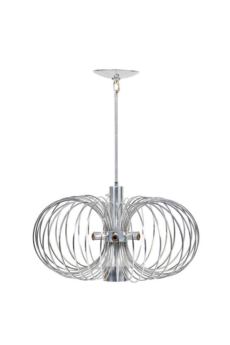 Gaetano Sciolari for Lightolier, metal cage chandelier (1 of 8)