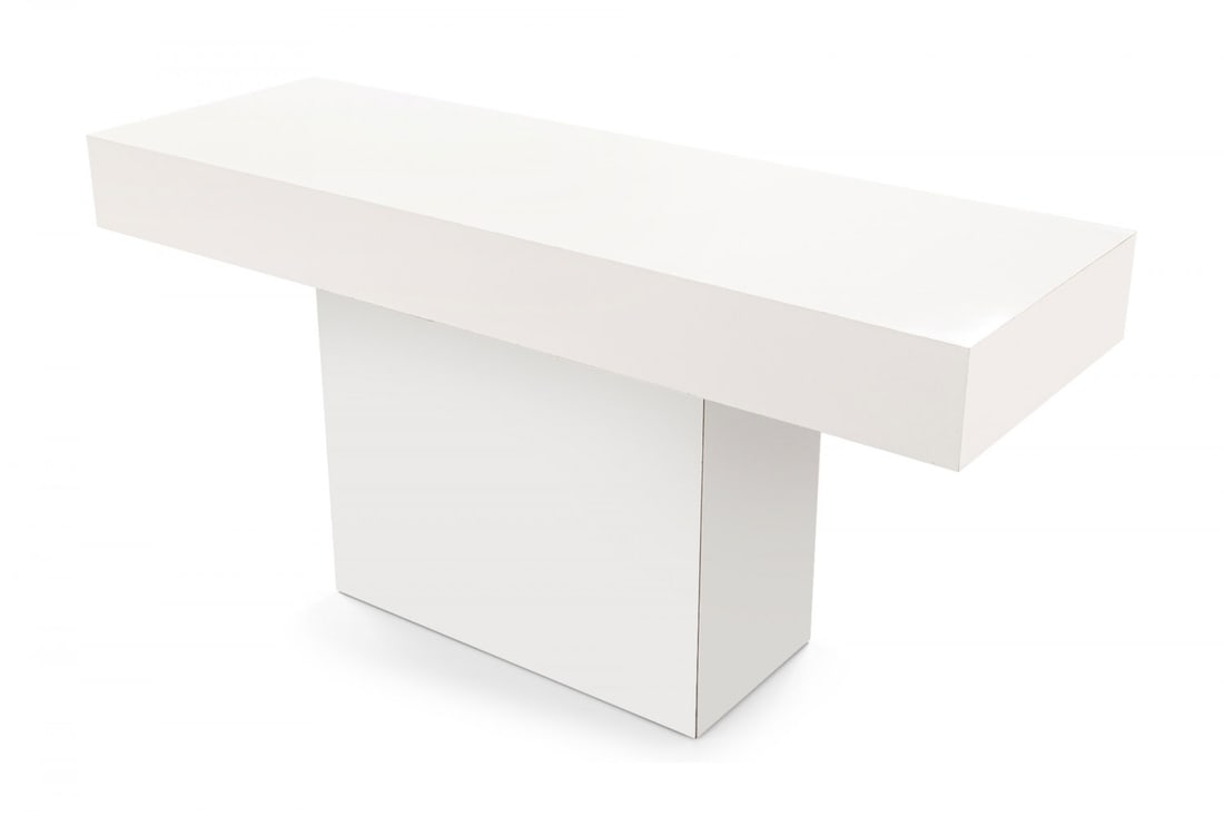 Modern white laminate and chrome console table (1 of 8)