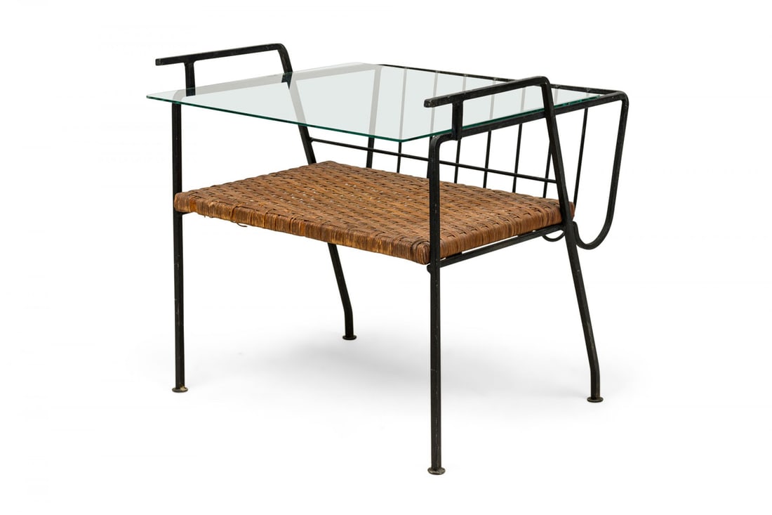Maurizio Tempestini for Salterini , Rattan and Black Metal Magazine End Table (1 of 10)