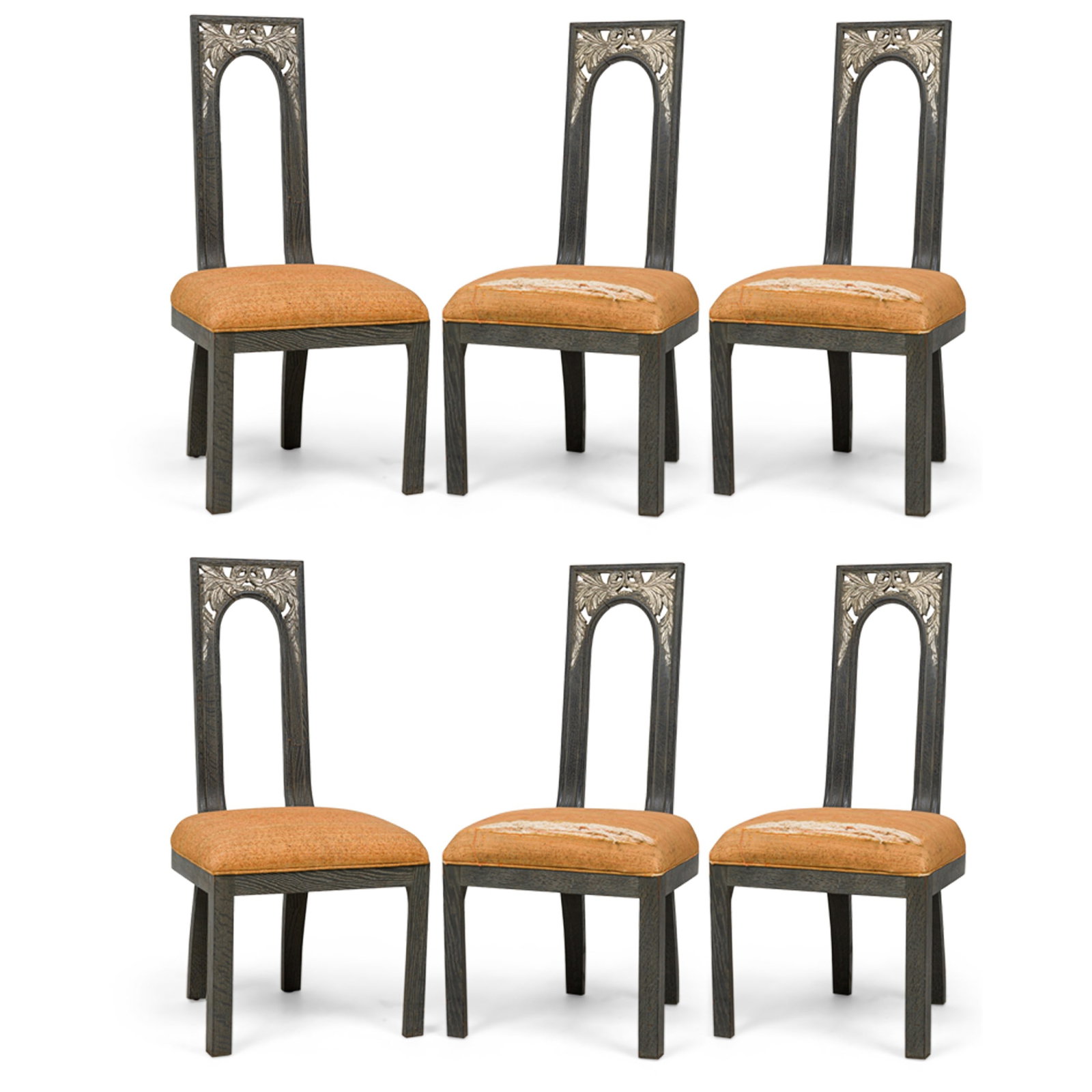 James Mont (6) cerused and silver gilt dining side chairs (1 of 13)