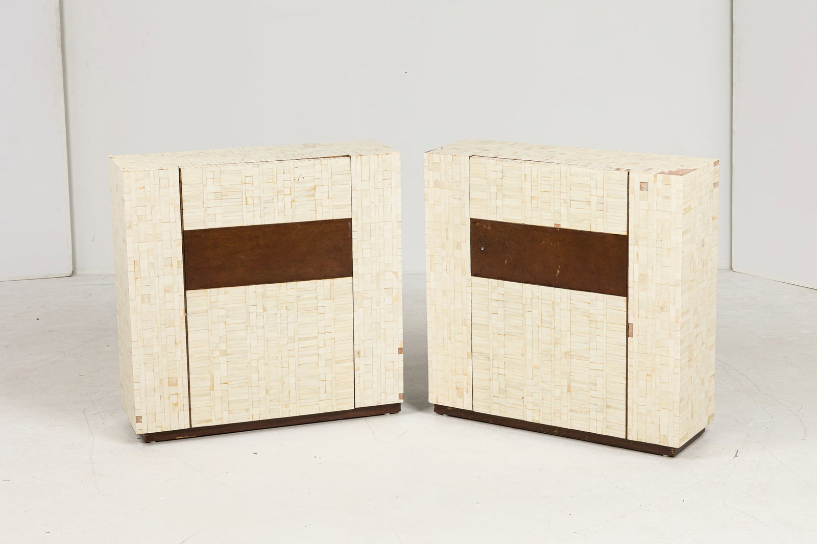 Enrique Garcel (attrib,), pair tessellated bone console cabinets (1 of 7)