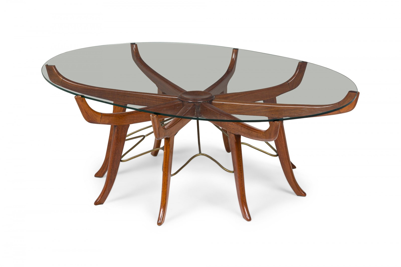 Carlo di Carli (attrib.), Italian Modern mahogany, steel & glass coffee table (1 of 10)