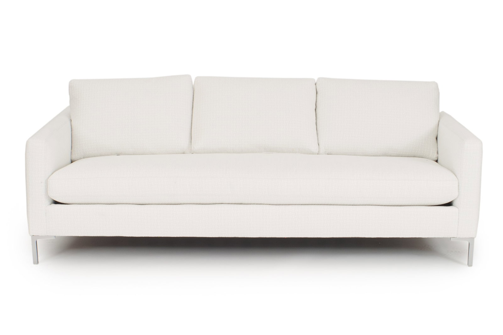 Contemporary, white upholstered sofa with chrome legs (1 of 13)