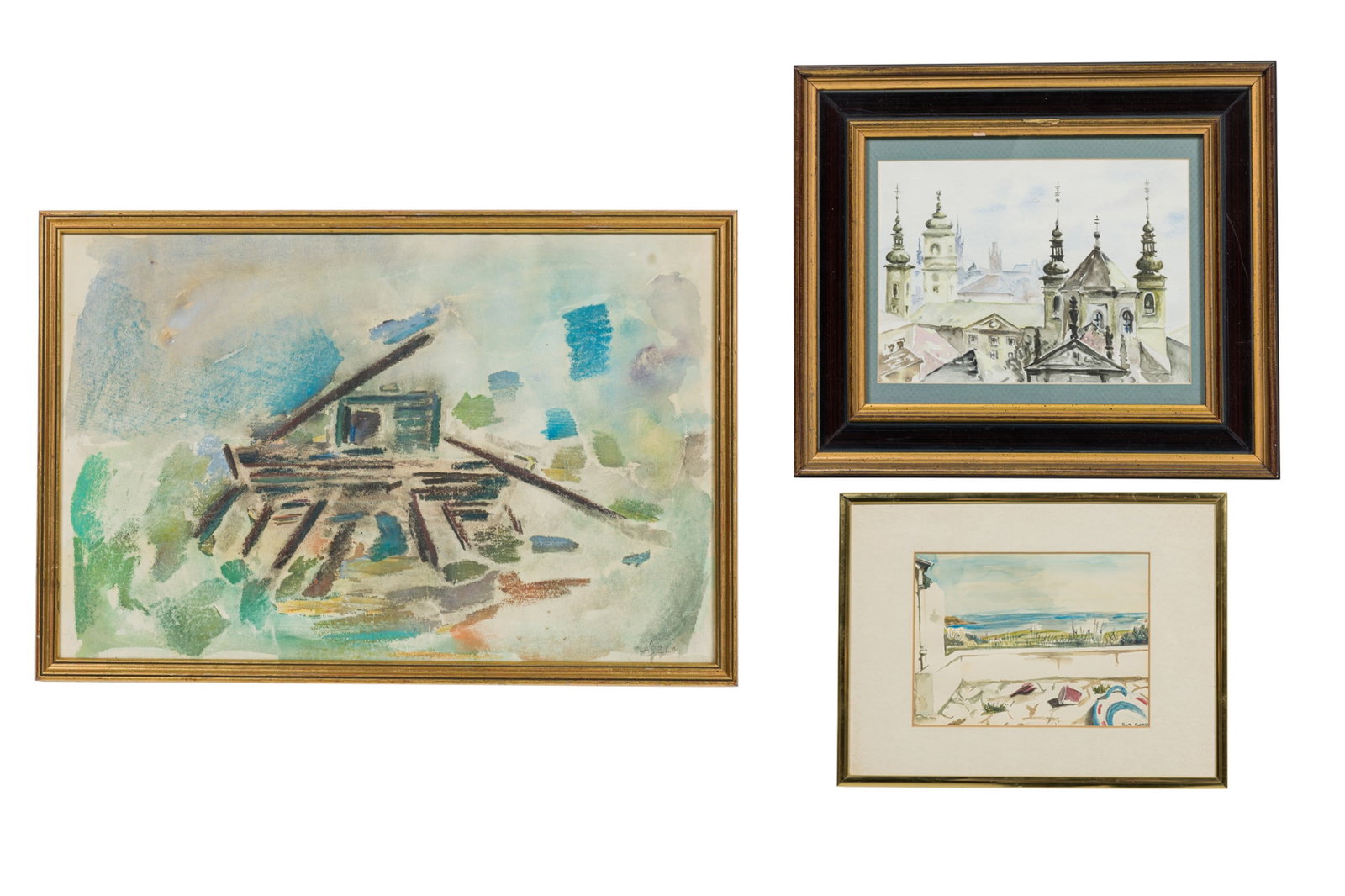 (3) Group of watercolors inc. Laszlo Roth (1 of 20)