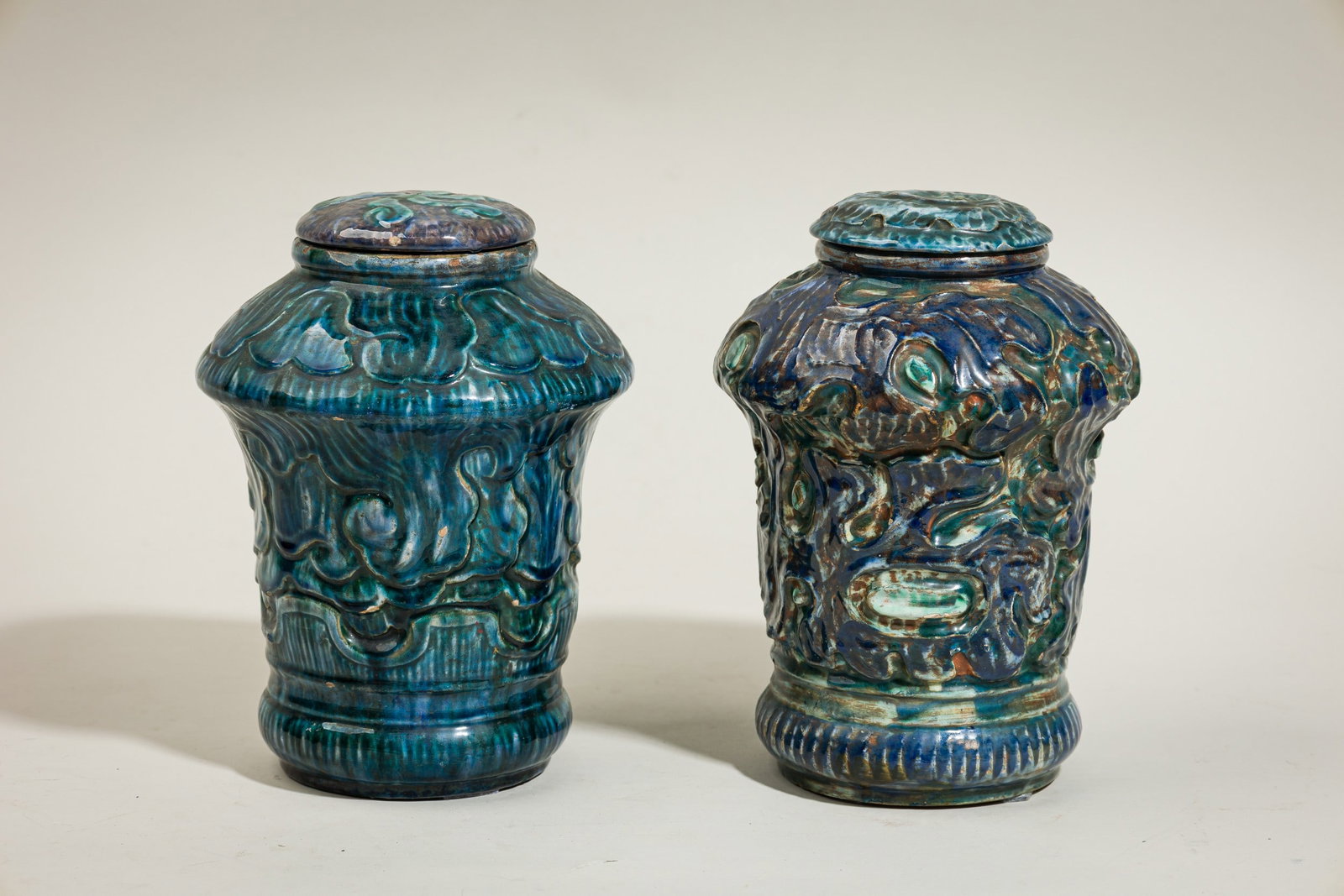 Moller & Bogely, pair Swedish Art Nouveau earthenware jars (1 of 14)