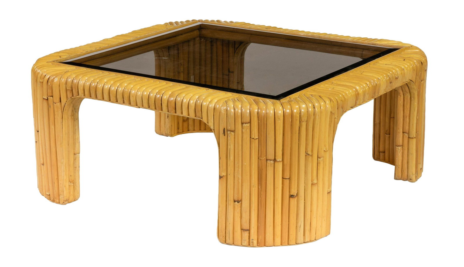 Contemporary bamboo and smoked glass coffee table (1 of 5)